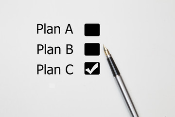 planning process Plan C, fountain pen Tick in Plan C checkbox