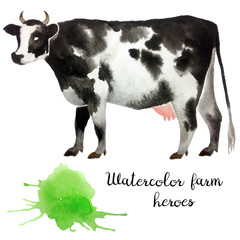 Naturalistic hand-draw watercolor farm animal - 125649099