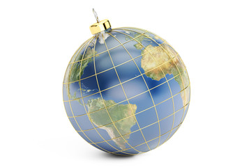 Earth Christmas Ball, 3D rendering