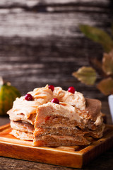 Homemade pumpkin pancake cake
