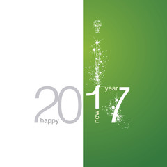 2017 White New Year firework white green background