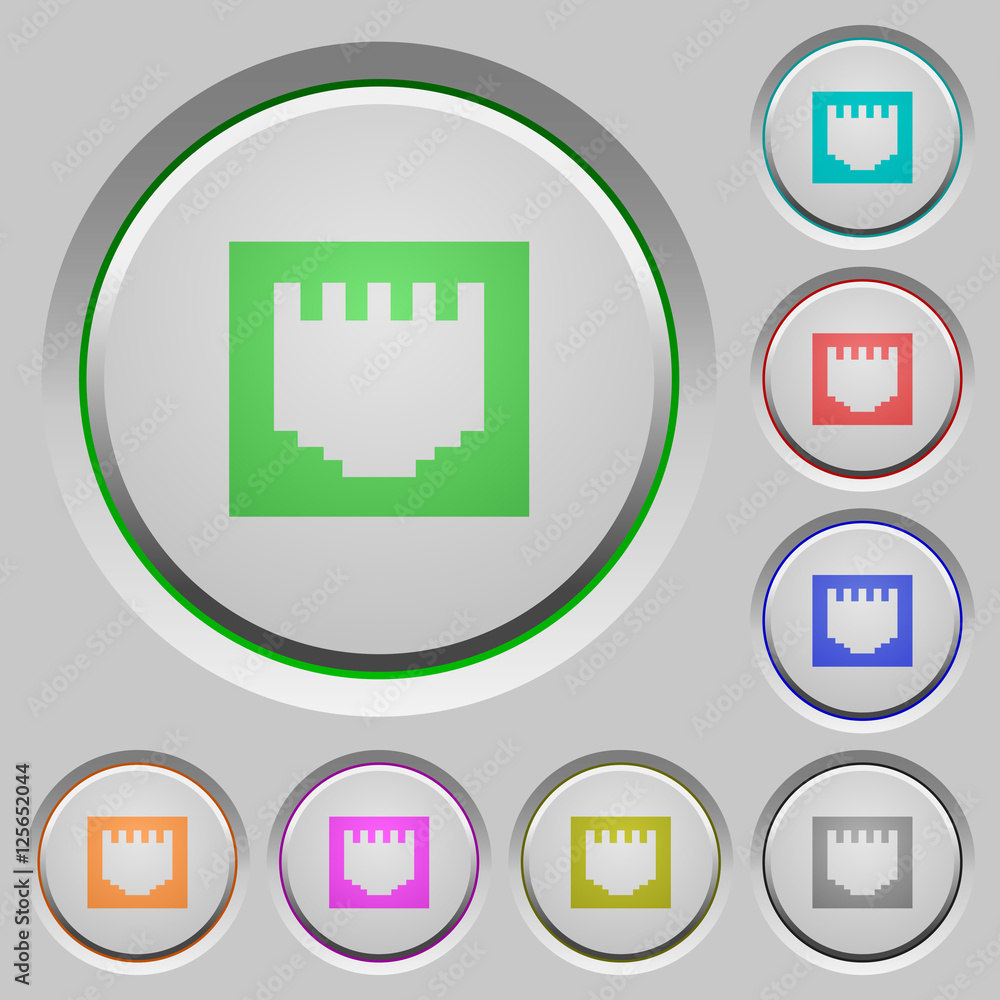 Poster ethernet connector push buttons