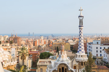 Fototapeta na wymiar Barcelona cityscape seen from park Guell