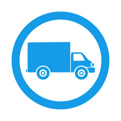 Icono plano camioneta en circulo color azul