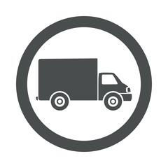 Icono plano camioneta en circulo color gris