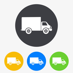 Icono plano camioneta en circulo varios colores