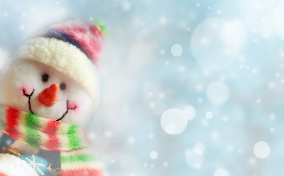 Christmas background and snowman .