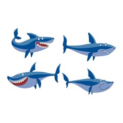 Vector shark character set.