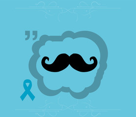 black mustache and blue prostate cancer awareness on blue background