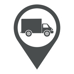 Icono plano localizacion camioneta gris
