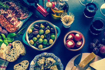 authentic spanish tapas set up in restaurant