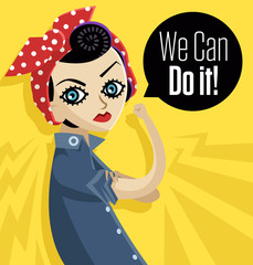 feminist girl we can do it holding her arm