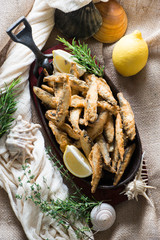Sardines breadcrumbs deep fry.