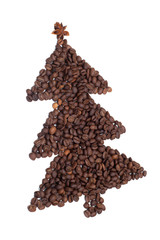 Coffee beans in shape of xmas tree
