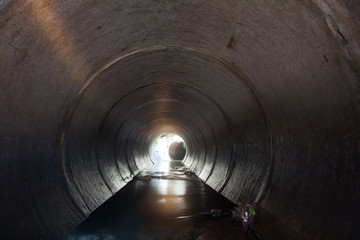 Old sewer tunnel, underground river under Voronezh, Russia - obrazy, fototapety, plakaty