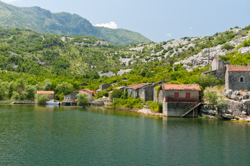 Fototapeta na wymiar A small fishing village by the Skadar lake, Montenegro