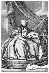 Queen Marie Leszczynska, vintage engraving. - obrazy, fototapety, plakaty