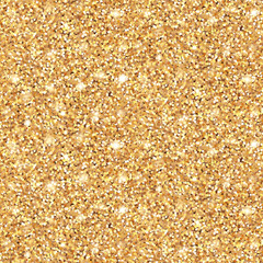 Bright glowing metallic texture. Glamour shining gold glitter seamless pattern with sparkles for Christmas design.