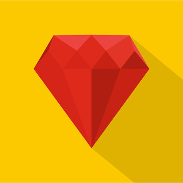 Ruby icon. Flat illustration of ruby vector icon for web isolated on yellow background