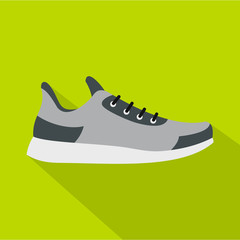 Gray sneaker icon. Flat illustration of gray sneaker vector icon for web isolated on green background