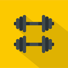 Two barbells icon. Flat illustration of two barbells vector icon for web isolated on yellow background