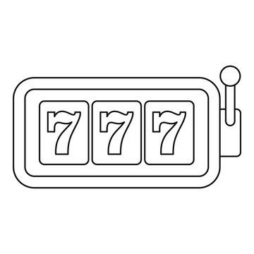 Slot machine with three sevens icon. Outline illustration of slot machine with three sevens vector icon for web