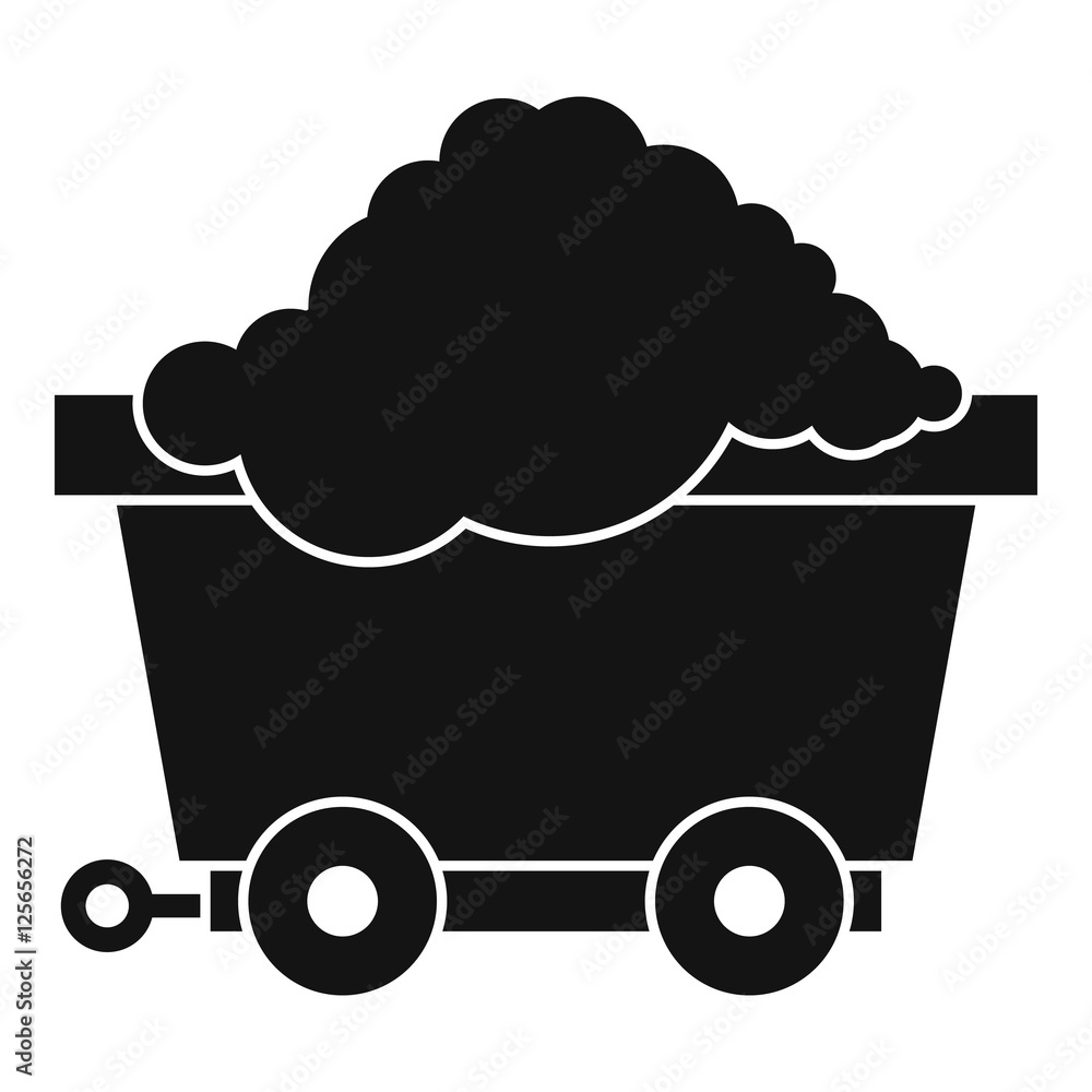 Poster cart on wheels with coal icon. simple illustration of cart on wheels with coal vector icon for web