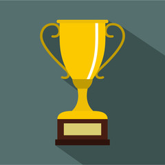 Winning gold cup icon. Flat illustration of winning gold cup vector icon for web