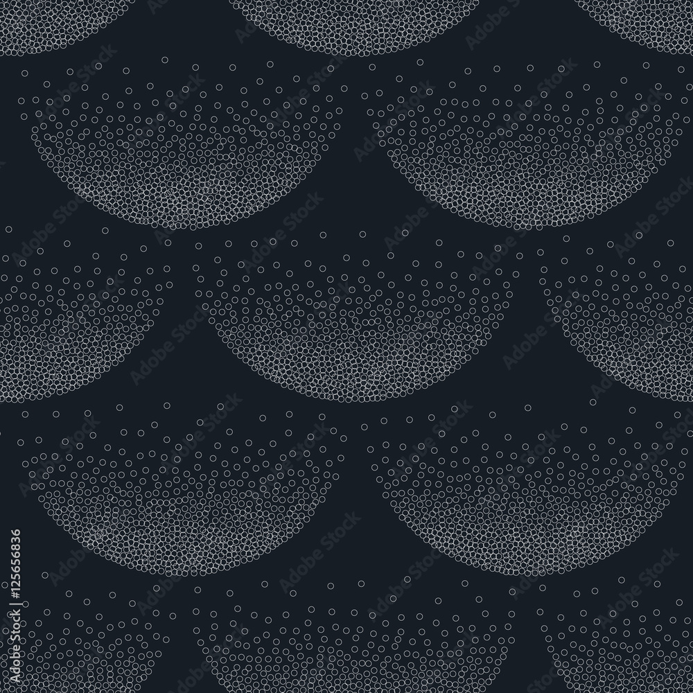 Poster seamless geometric vector pattern with shapes overlaping each other in rows
