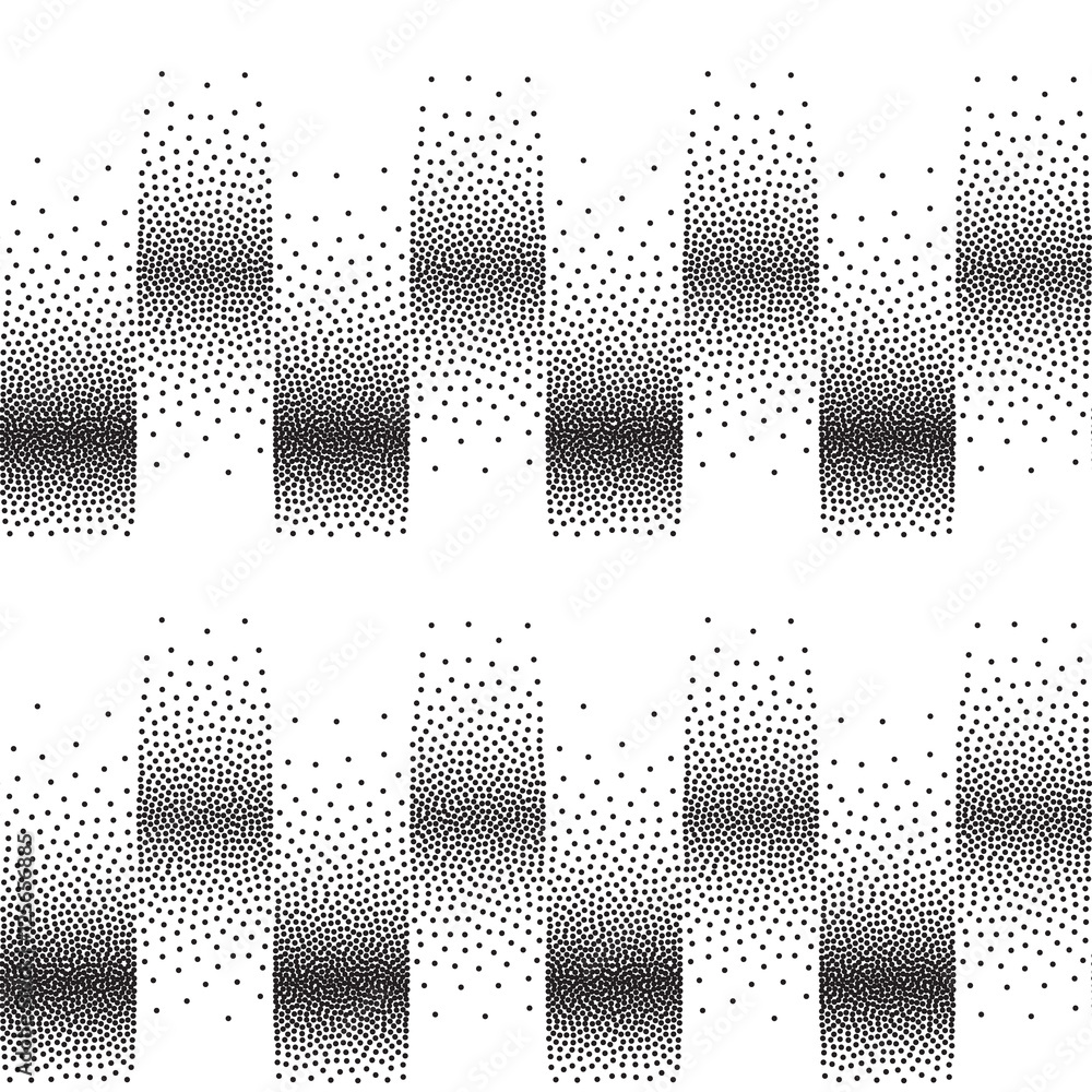 Poster seamless geometric vector pattern with stripes of halftone effect.