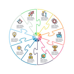 Linear infographis. Minimalistic chart, diagram with 10 steps, options.