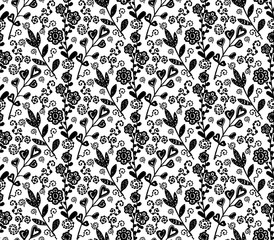 zen tangle seamless pattern with flowers - 125657214