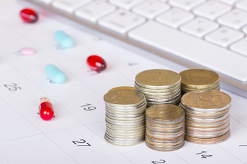 money and pills in the workplace