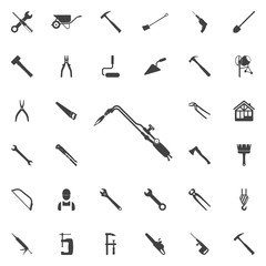 tools for cutting metal and heating products icon