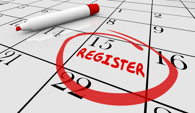 Register Day Date Circled Calendar Registration Deadline 3d Illu