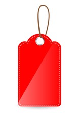 Red Shining Blank Tag, stitching effect isolated on white