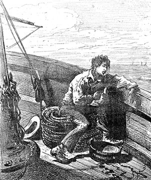 Robinsons of Guyana. The Parisian was seasick, vintage engraving