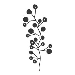 gray scale branch olive with fruits vector illustration