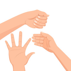 Set of several hands. Cartoon style isolated on white background