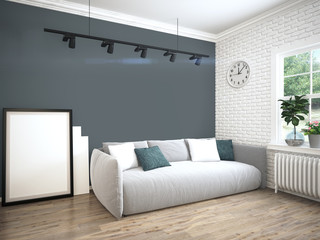 Modern bright interior . 3D rendering