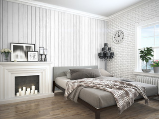 Modern bright interior . 3D rendering
