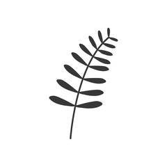 gray scale branch with symmetrical leaves vector illustration