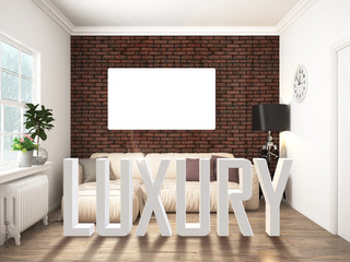 Modern bright interior . 3D rendering