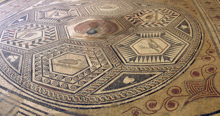 Mosaic tile  in ancient Romain villa