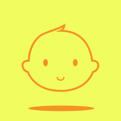 Cute baby face cute icon in trendy flat style isolated on color background. Baby symbol for your design, logo, UI. Vector illustration, EPS10. Line style. 