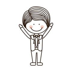 silhouette boy with open arms and formal suit vector illustration
