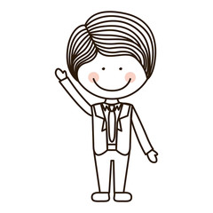 silhouette boy with raised hand and formal suit vector illustration