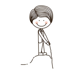 silhouette boy standing on mountain vector illustration