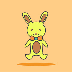Fototapeta na wymiar Bunny doll cute icon in trendy flat style isolated on color background. Baby symbol for your design, logo, UI. Vector illustration, EPS10. Line colored style.