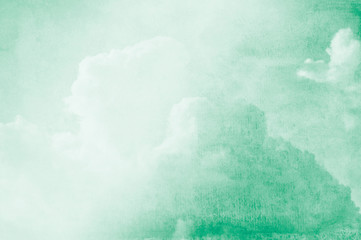 Vintage clouds with watercolor background